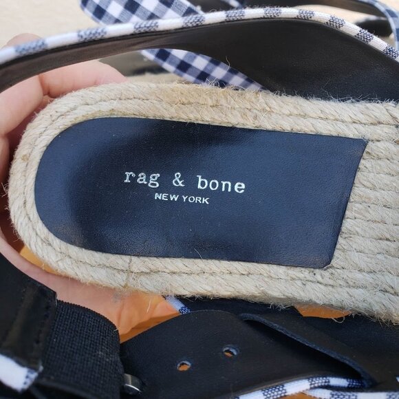 rag & bone Megan Gingham Navy White Sandals - Picture 11 of 12